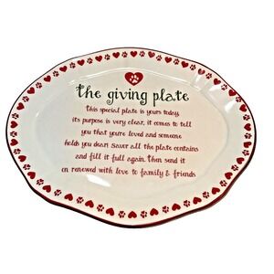 DEI Dennis East International The Giving Plate Christmas 12x9 Hearts and Paws